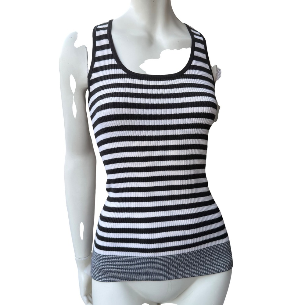Wet Seal Vintage Y2K Tank Top Striped Racerback Black White Sleaze Grunge XS